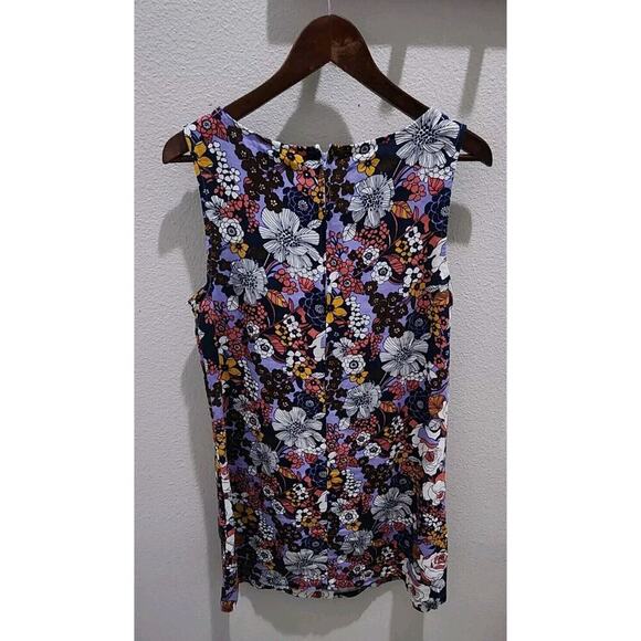 MODCLOTH Purple Floral Retro Shift Dress Sleeveless Linen Blend Plus Sz M‎ - Picture 4 of 9